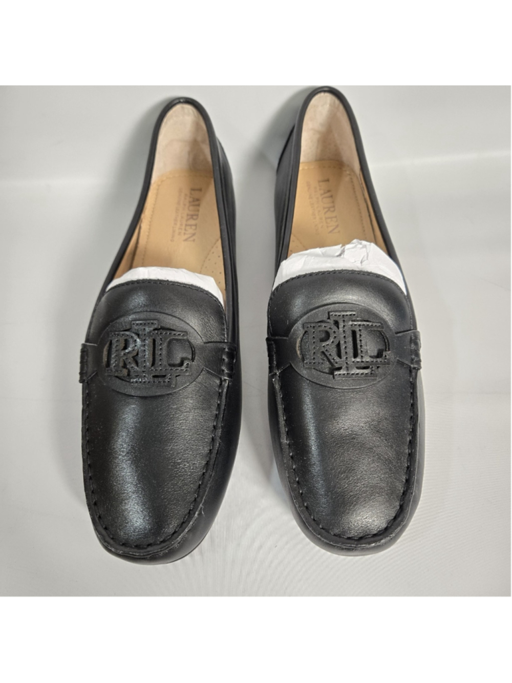 Lauren Ralph Lauren Brynn Loafer 7.5 Black Leather Comfort Flat NWOB Work Travel - Picture 2 of 11